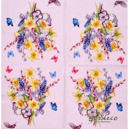 Serwetka decoupage firmy AMBIENTE bukiet z żonkilami 33x33cm